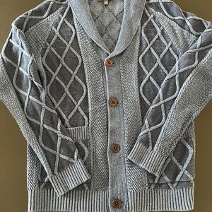 Stylish Blue Gray Cable Knit Cardigan for Men